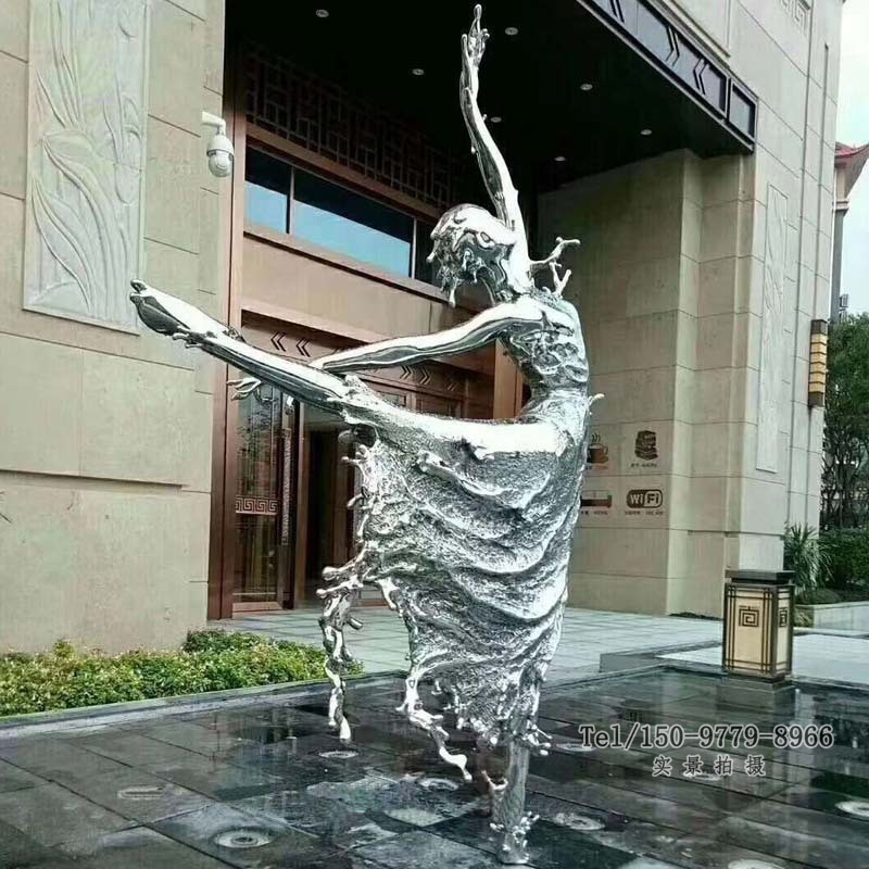 不锈钢舞蹈雕塑金属人像校园景观抽象雕塑芭蕾女孩不锈钢跳舞雕塑