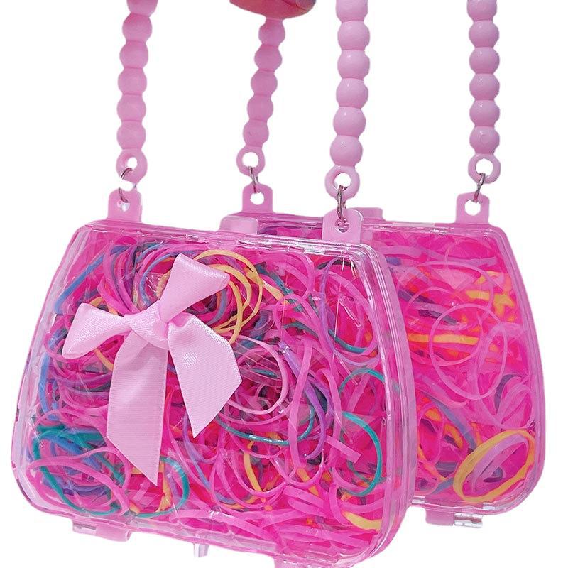 Candy-Colored Hair Tie Cute Girl Heart Pink Bag Disposable Hair Rope Hair Rubber Band Children Hair Accessories