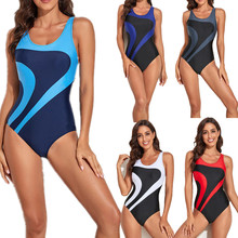 厂家直销 欧美运动款连体三角游泳衣 女士保守高弹性泳装