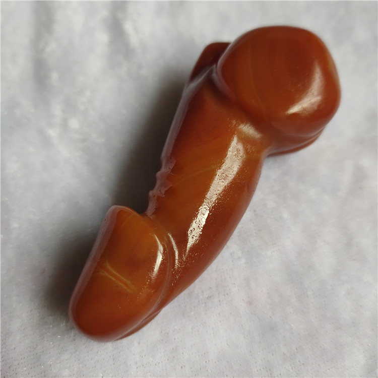 红山文化老玛瑙男性小阳具手把件红色缠丝玛瑙小阳具挂件