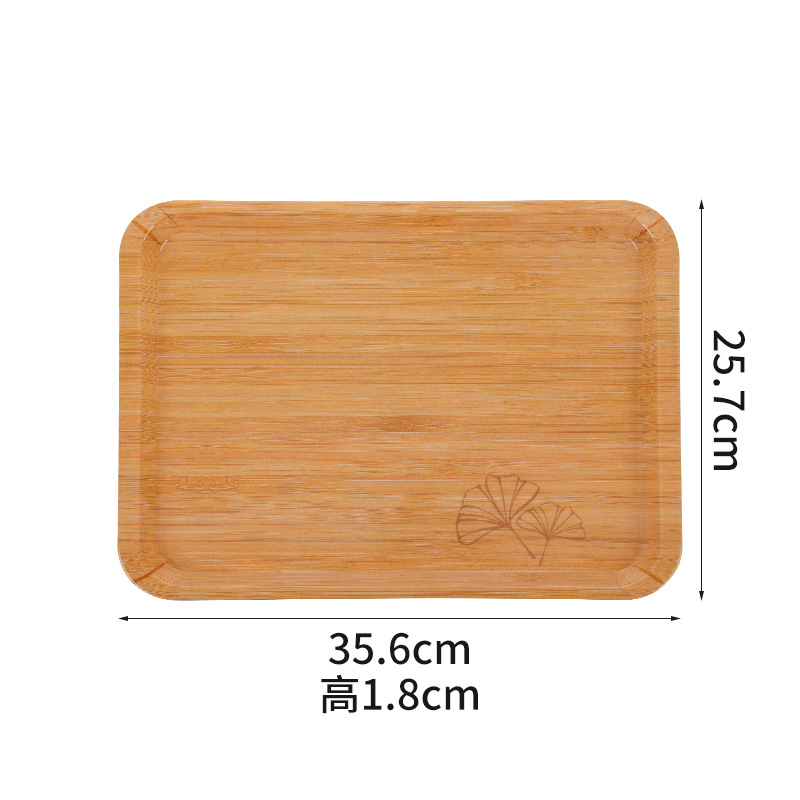 New Household Good-looking Melamine Tray Bamboo Wood Grain Storage Tray Light Luxury High-Grade Light Luxury Breakfast Tray Wholesale