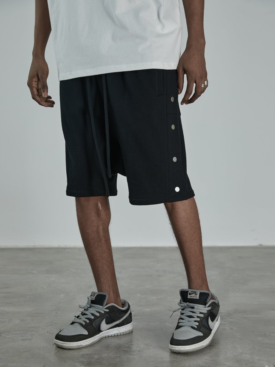 肌肉健身短裤男高街棉fog风排扣运动篮球裤侧开时尚休闲五分裤潮