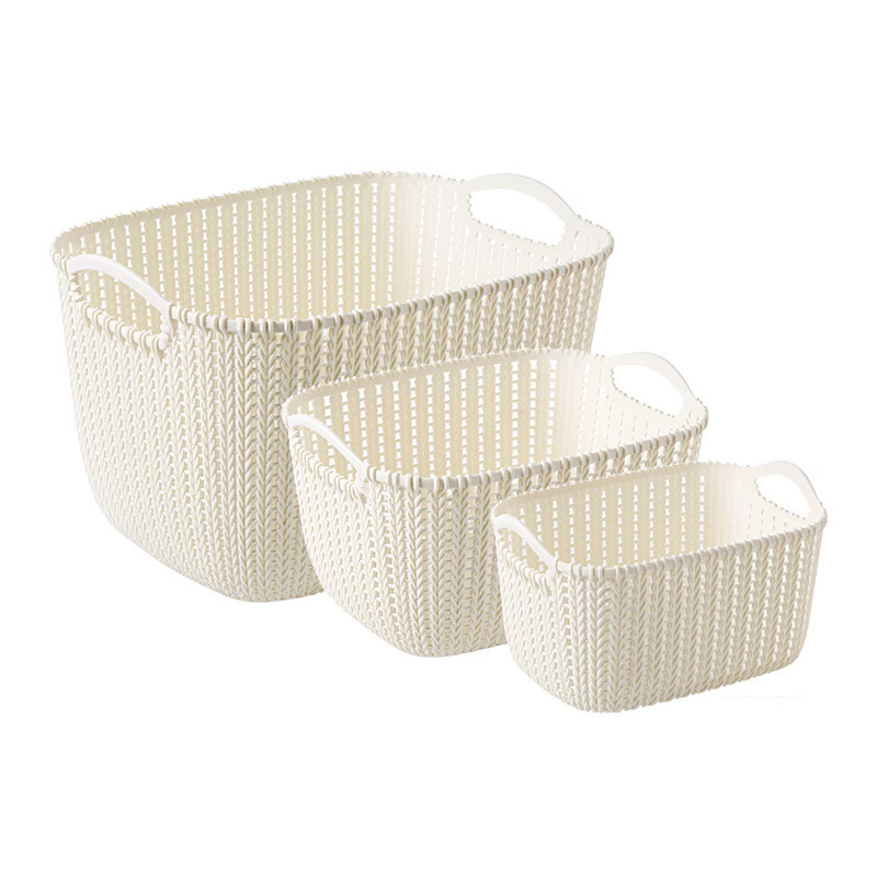 New Rattan-like Desktop Storage Basket Plastic Storage Basket Kitchen Basket Snack Storage Box Bathroom Bath Storage Box