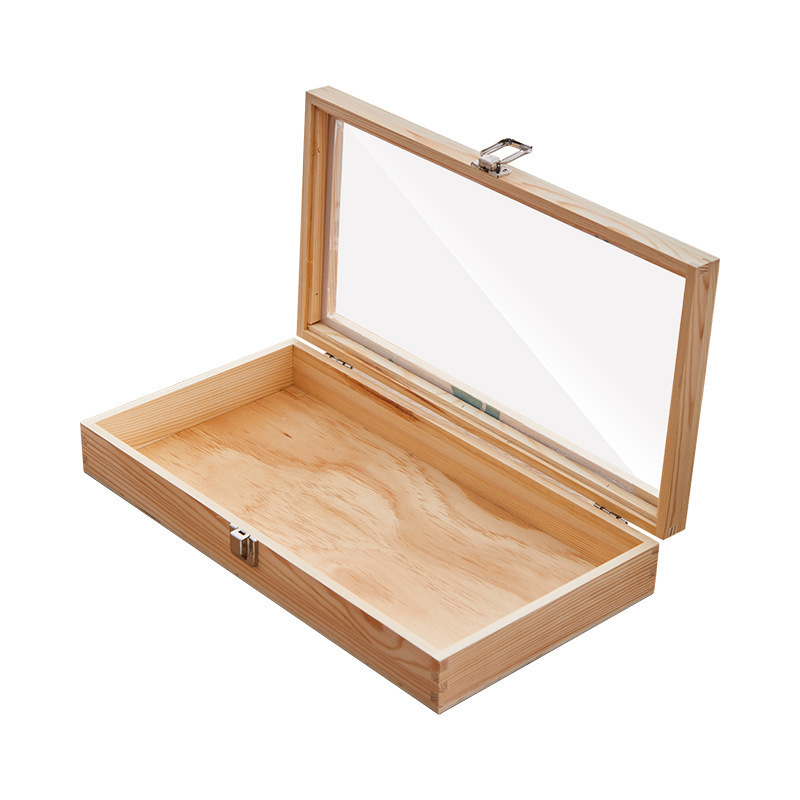 Solid Wood Translucent Gift Box Holiday Health Care Products Cordyceps Saffron Wooden Packing Box Household Jewelry Storage Box