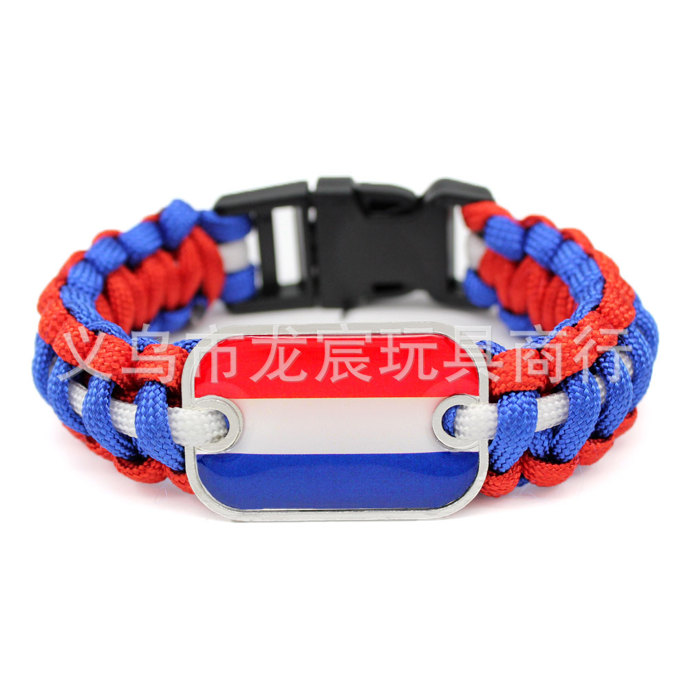 Supply Costa Rica National Flag Bracelet World National Flag Parachute Cord Woven Bracelet Outdoor Life-Saving Bracelet