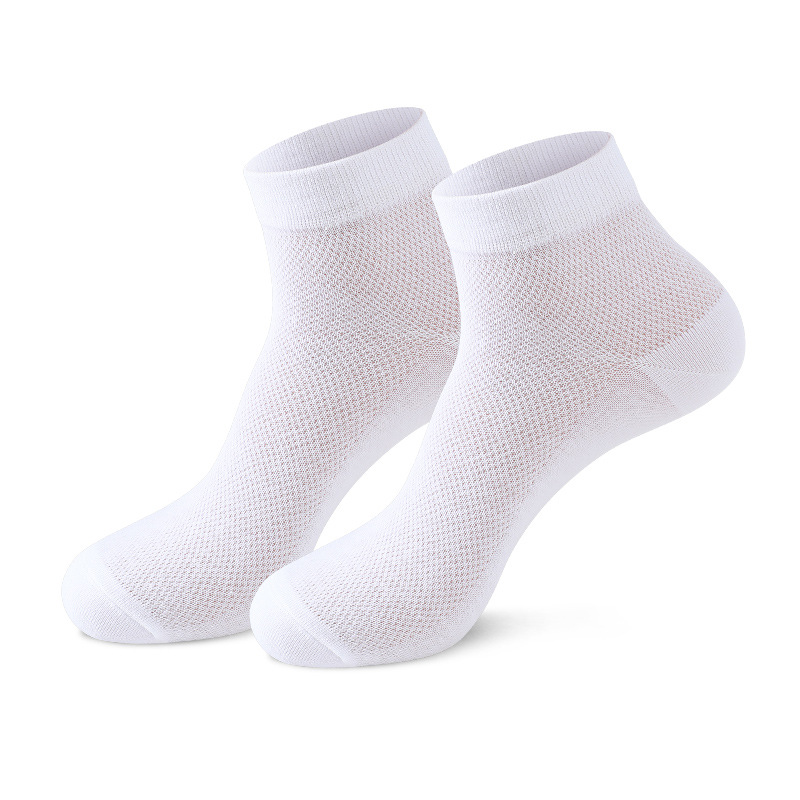 Langsha Socks Men's Deodorant and Sweat-Absorbing Pure Cotton Socks Spring and Summer Thin Mesh Breathable Solid Color Summer Boat Socks Men