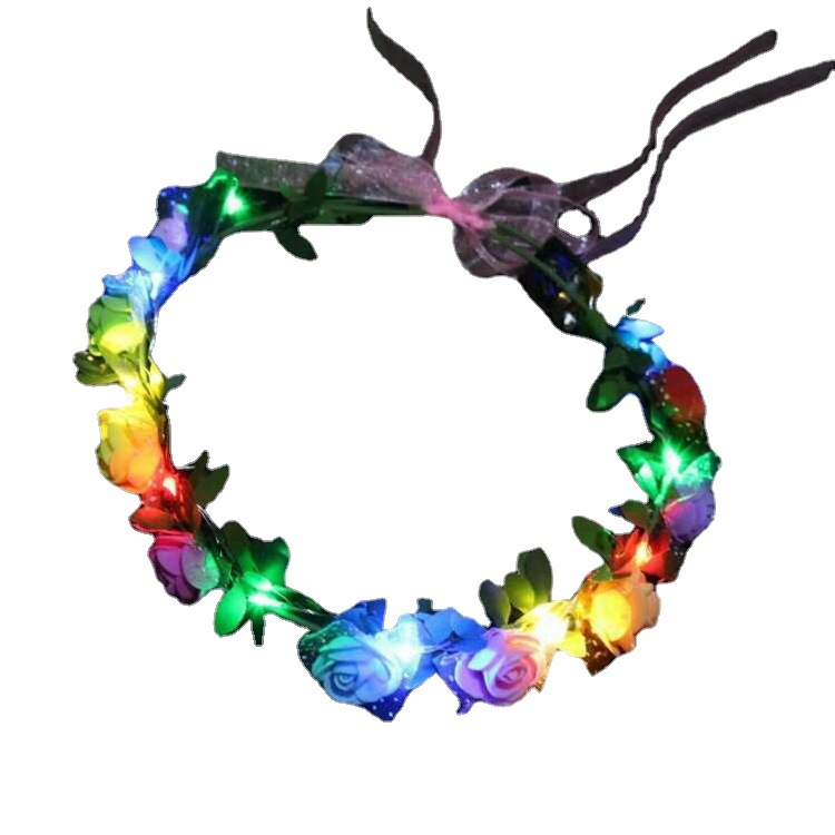 Luminous Garland Tourism Scenic Spot Mori Girl Rattan Rose Luminous Led Garland Headband Hair Accessories