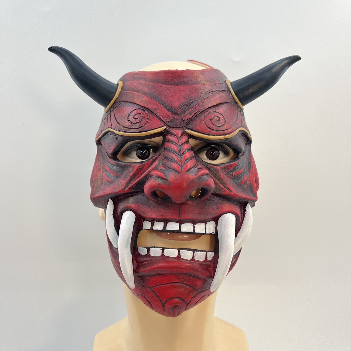 赤般若跨境恶魔面具般若cosplay能剧日系能面罩乳胶獠牙搞怪面具