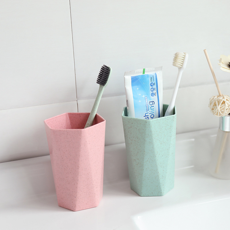 Wheat Straw Tooth Cup Household Cup Couple Cup Set Simple Diamond Toothbrush Cup Creative Mouthwash Cup