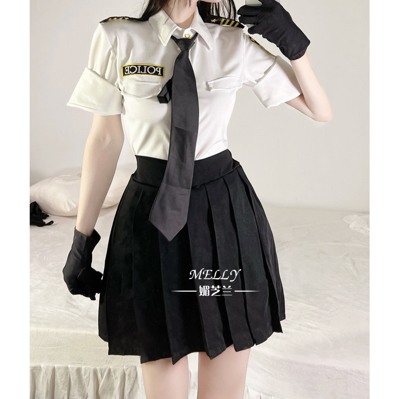 媚芝兰情趣内衣制服诱惑警察百褶裙激情主播cosplay性感空姐女警
