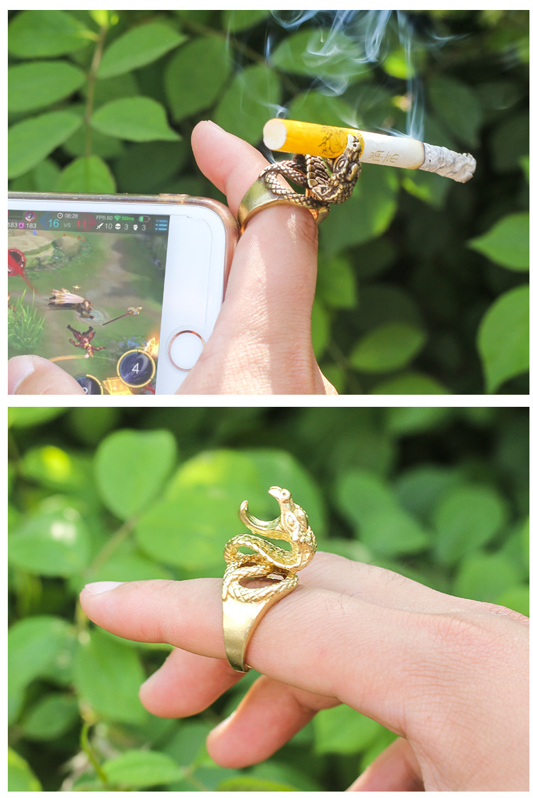 美杜莎蛇型戒指烟托创意个性烟架男士抽烟车载嘻哈戒指多功能