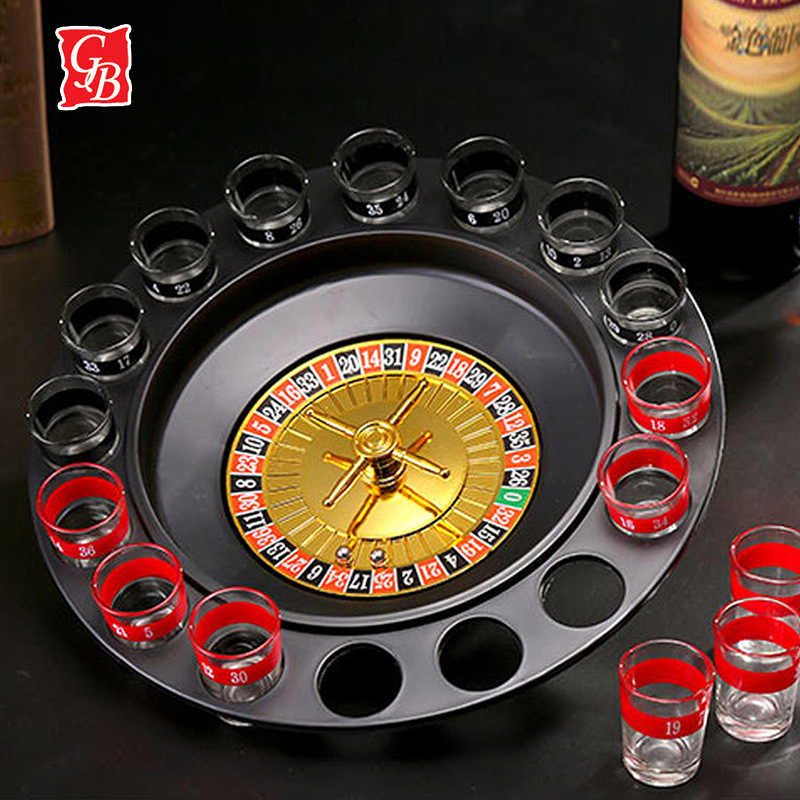 16-Hole Russian Roulette Wheel Rotary Table Cup Game KTV Roulette Wheel Game Wine Glass Turntable