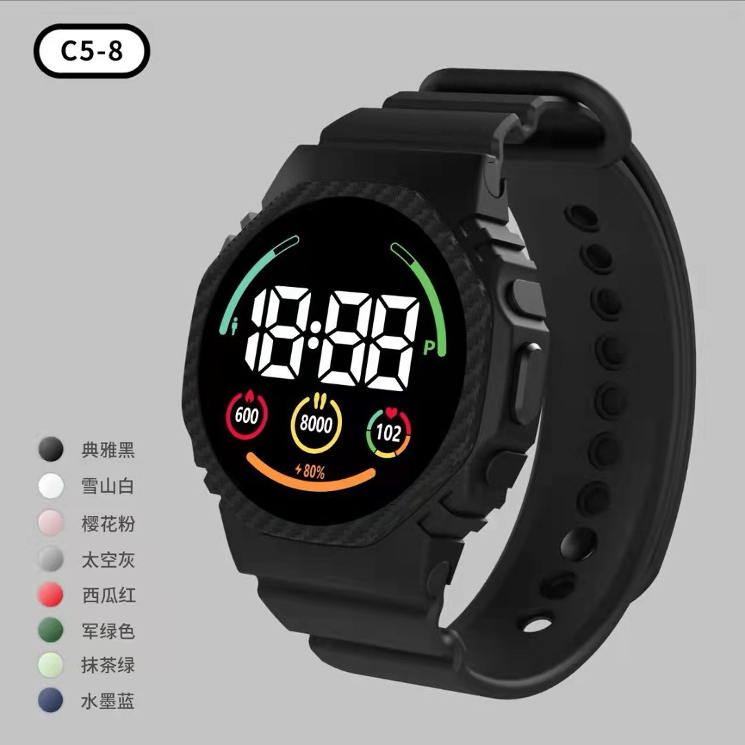 新款led电子手表c5系列方形网红数字时尚运动学生led电子手表现货