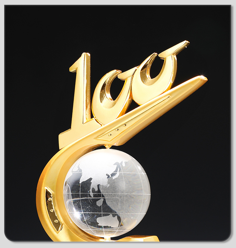 创意100数字水晶金属奖杯定制10 20 30周年庆店纪念活动礼品批发