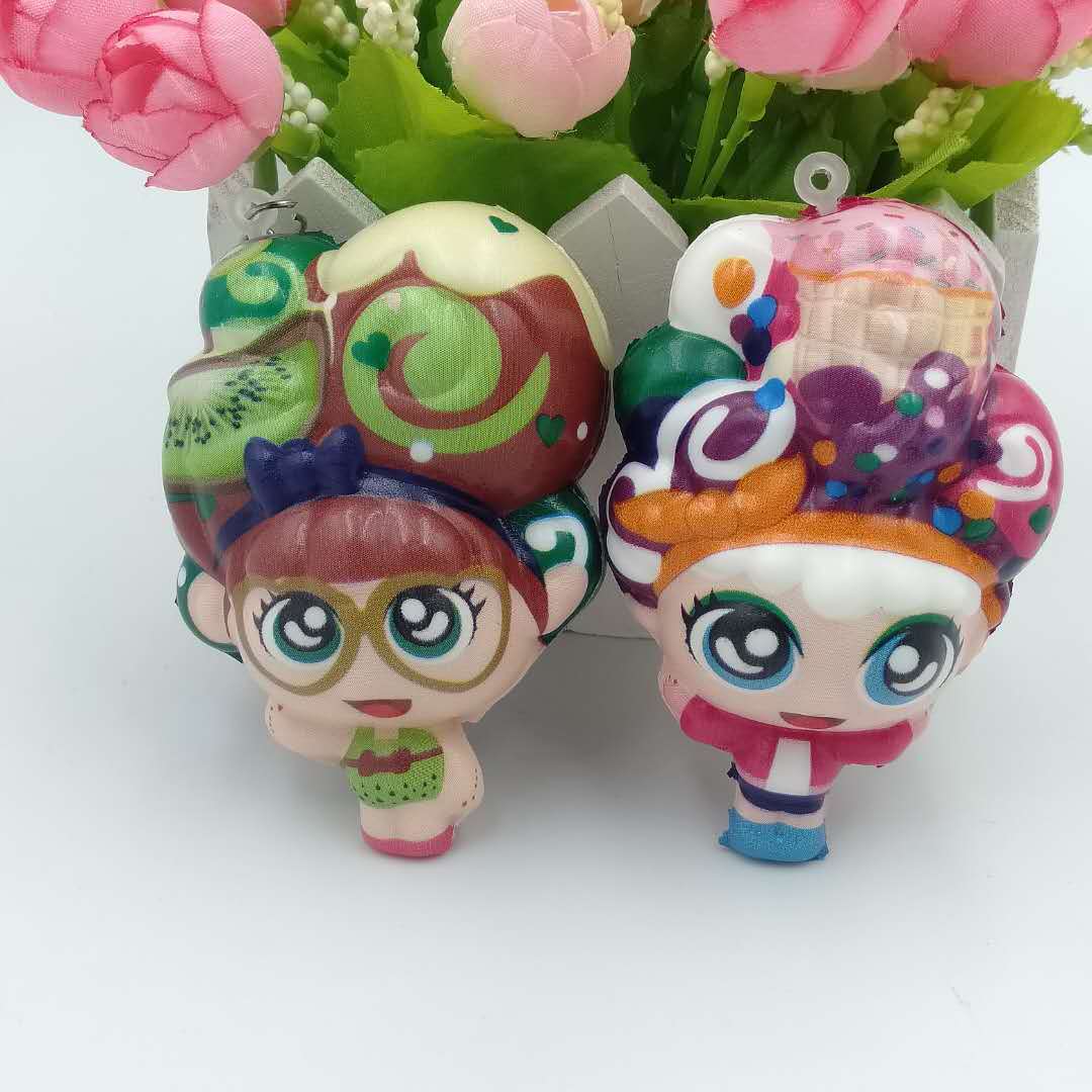 pu慢回弹新奇发泄减压迷你彩印大头美女娃娃捏捏乐玩具厂家定制