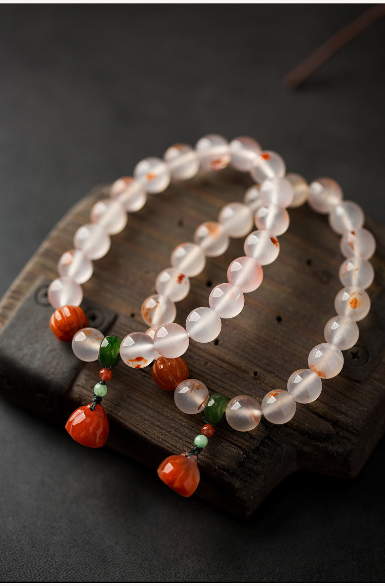 冰飘南红荔枝冻手串碧玉水晶面包圈南瓜珠南红莲蓬手链女批发
