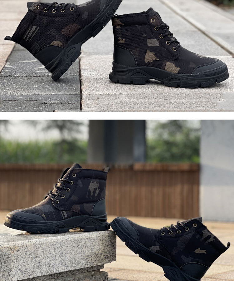 冬季棉鞋雪地靴防水保暖男鞋黑色战术军迷彩防寒靴羊毛一体靴防水