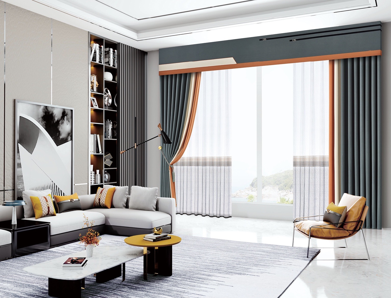 轻奢拼接窗帘定宽买高高精密客厅高档大气极简简约现代卧室窗帘布