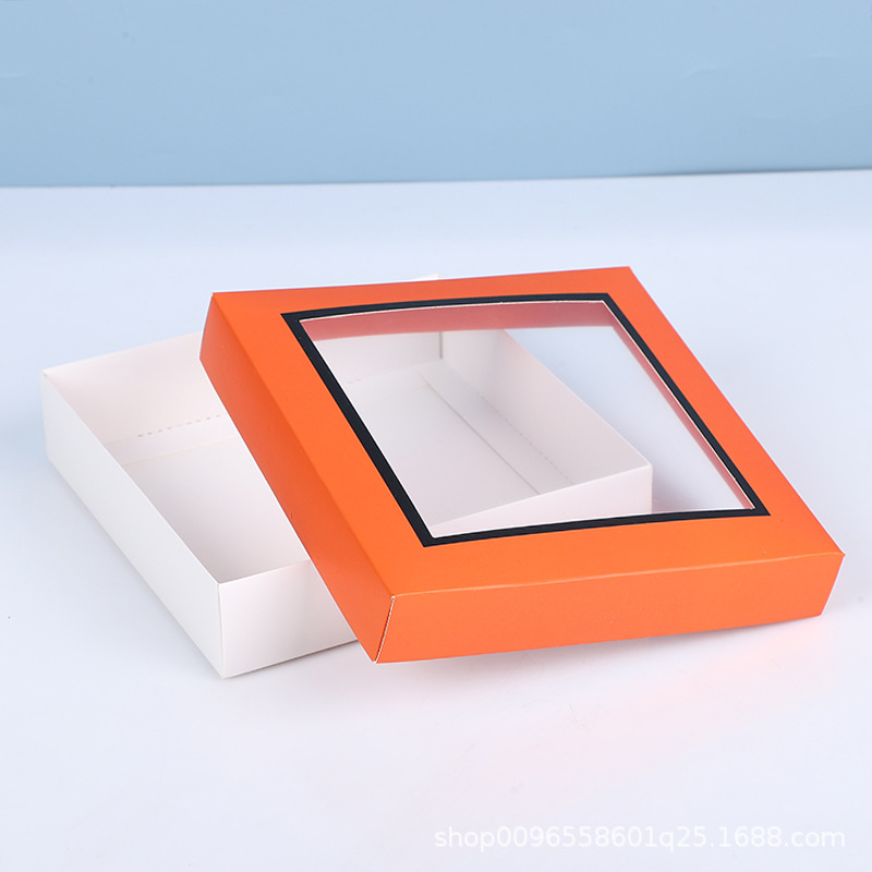 Spot Square Window White Carton Box Tiandigai Color Box Folding Scarf Box Socks Gift Box Can Be Ordered