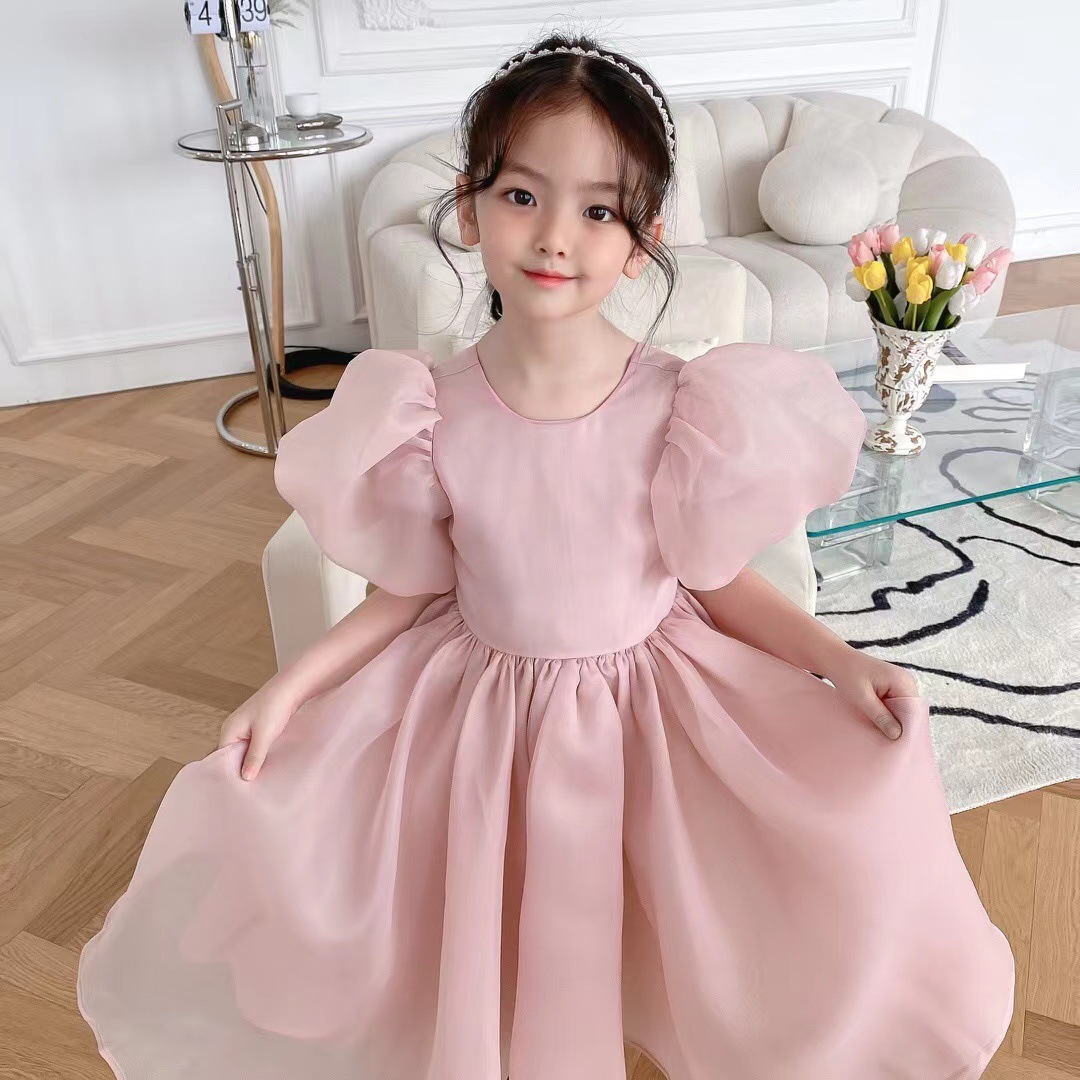 童装公主裙春夏高端ins风礼服小女孩泡泡袖生日网纱儿童连衣裙ou