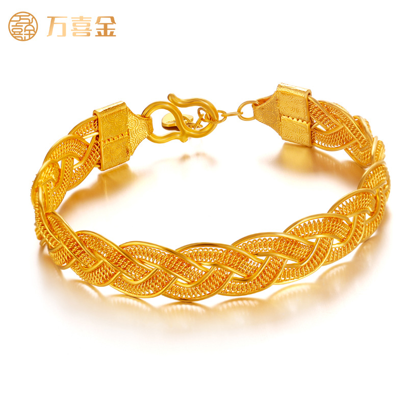 万喜金9999手镯黄金传承泥鳅背手镯足金黄金金镯子新款直播专拍