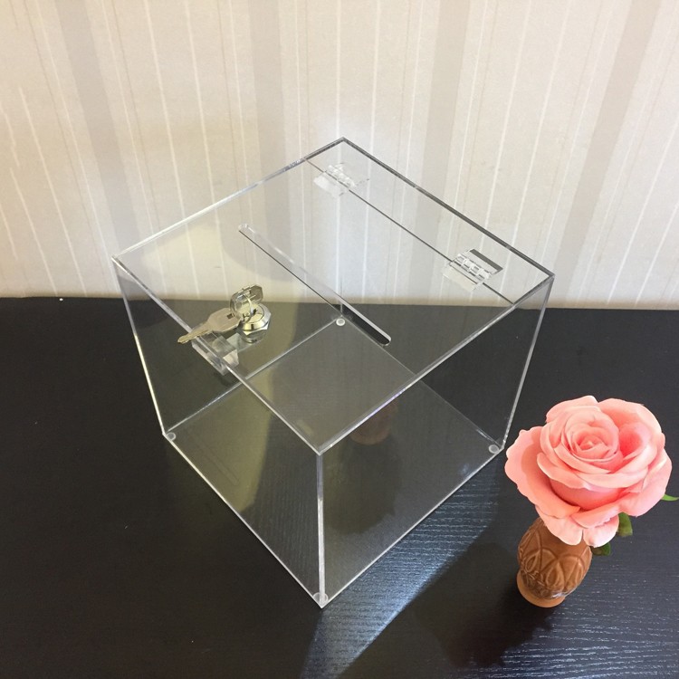 跨境出口贸易亚克力投票箱展示盒展柜投币箱名片盒加工展示架陈列