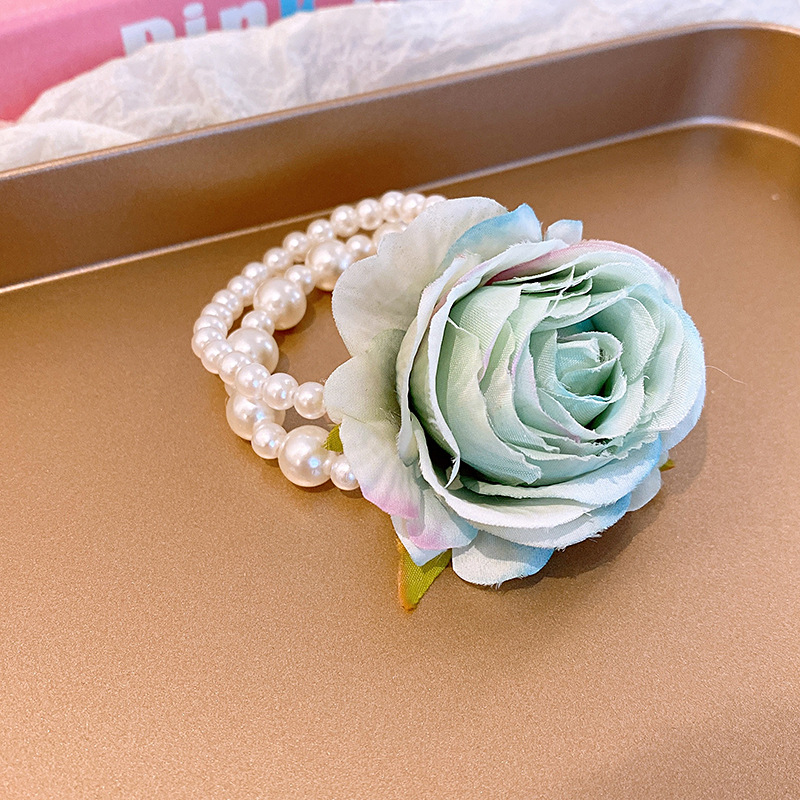 Sweet Fresh Rose Pearl Hair Rope One Style for Dual-Wear Bracelet Hair Ring Girl's Heart All-Match High-Grade Hair Accessories