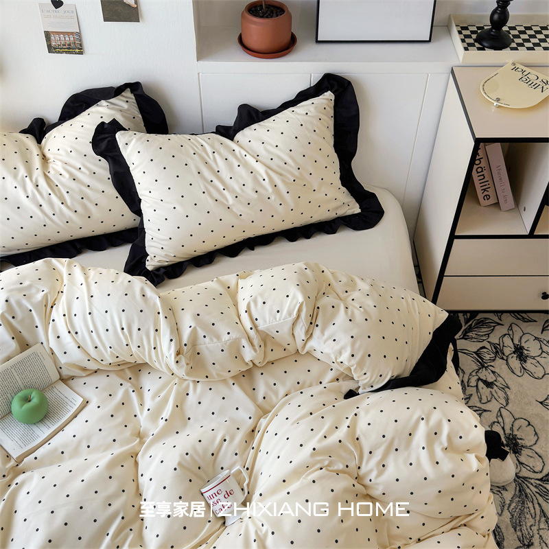 法式少女2025新款纯棉床单床上四件套四季通用被套宿舍三件套