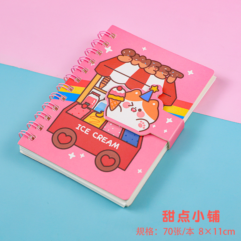 Cartoon Magnetic Buckle Coil Notebook Student Mini-Portable Pocket Notepad Cute Creative Notebook Stationery Notebook