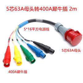 演出租赁光束灯电源线5芯16平方电线五芯32A转犀牛插转接线连接线