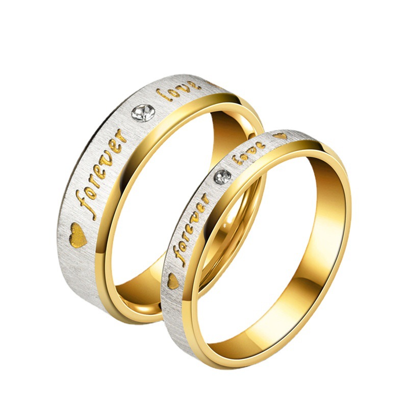 2020新品forever love镶钻戒指 不锈钢情侣新款戒指 创意戒指