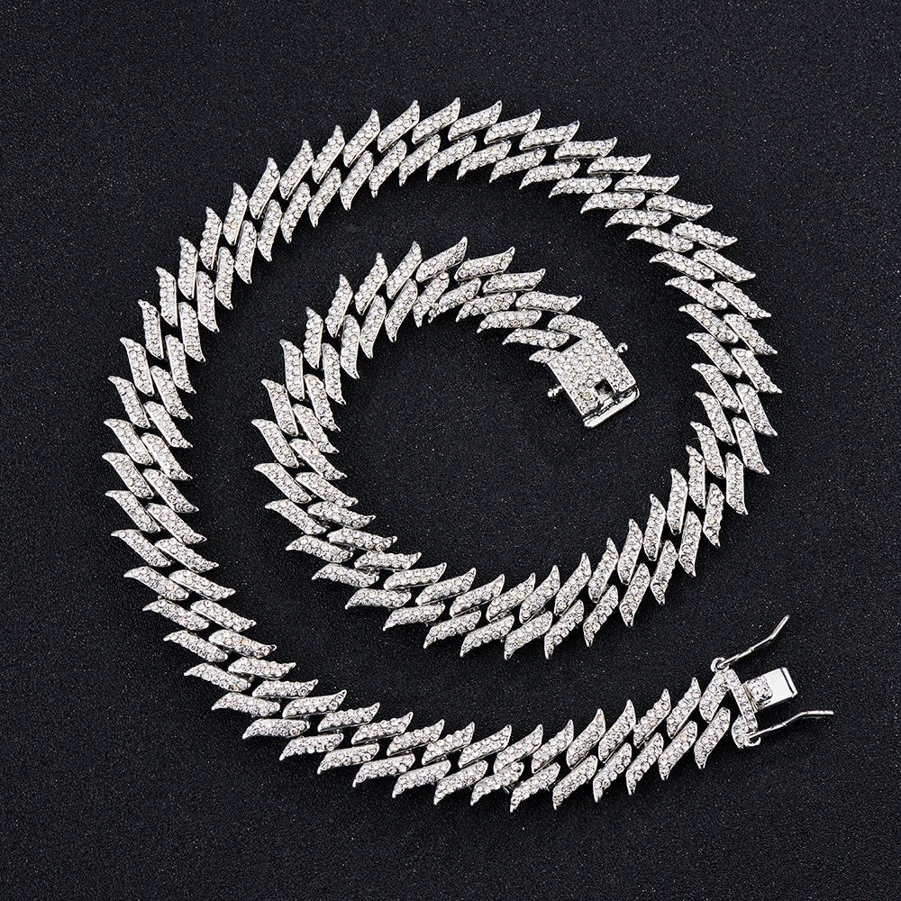 嘻哈镶钻项链潮牌设计感hiphop荆棘14mm嘻哈项链女一件代发-阿里巴巴