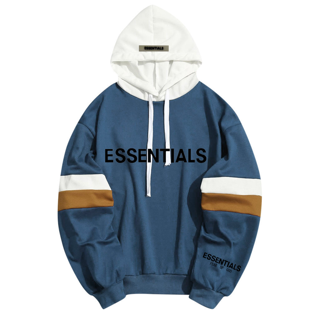 欧美潮牌拼色essentials复线字母logo烫印男装休闲连帽衫新款外套