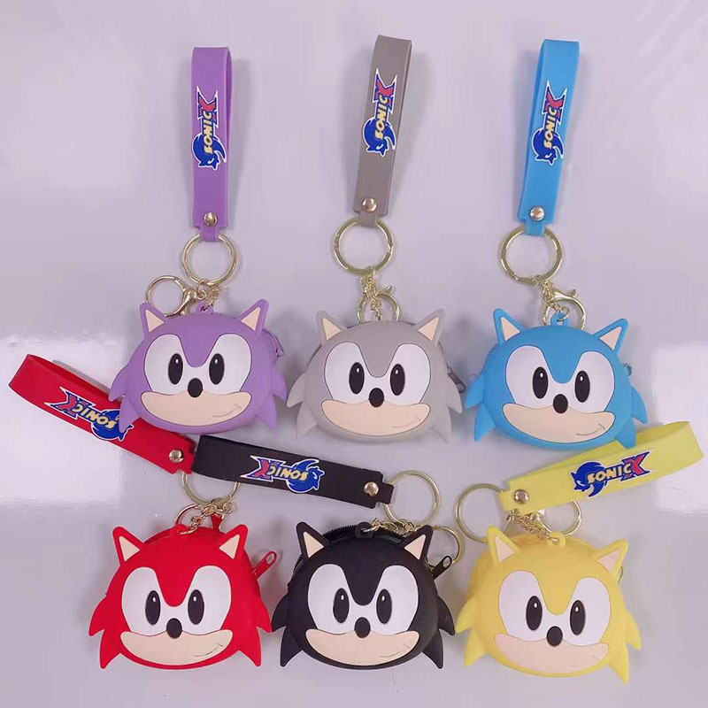 New Cartoon Sonic Hedgehog Silicone Coin Purse Bag Children Coin Storage Small Bag Keychain Pendant