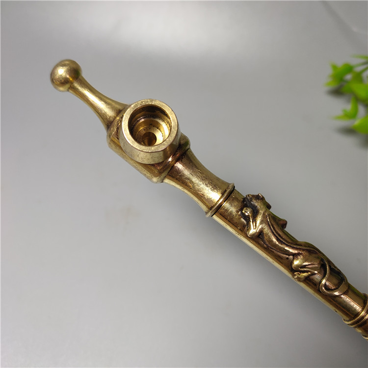 复古黄铜老烟枪旱烟袋旱烟枪烟嘴长旱烟杆可升拆貔貅烟斗批发