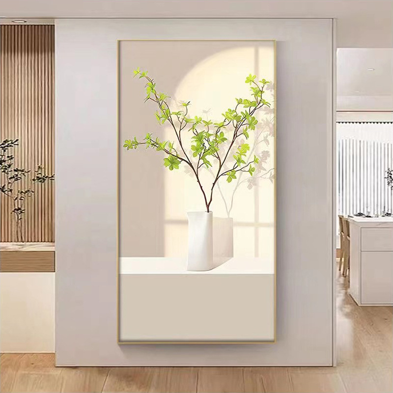 小清新玄关装饰画北欧绿植走廊过道壁画客厅进门竖版壁画入户挂画