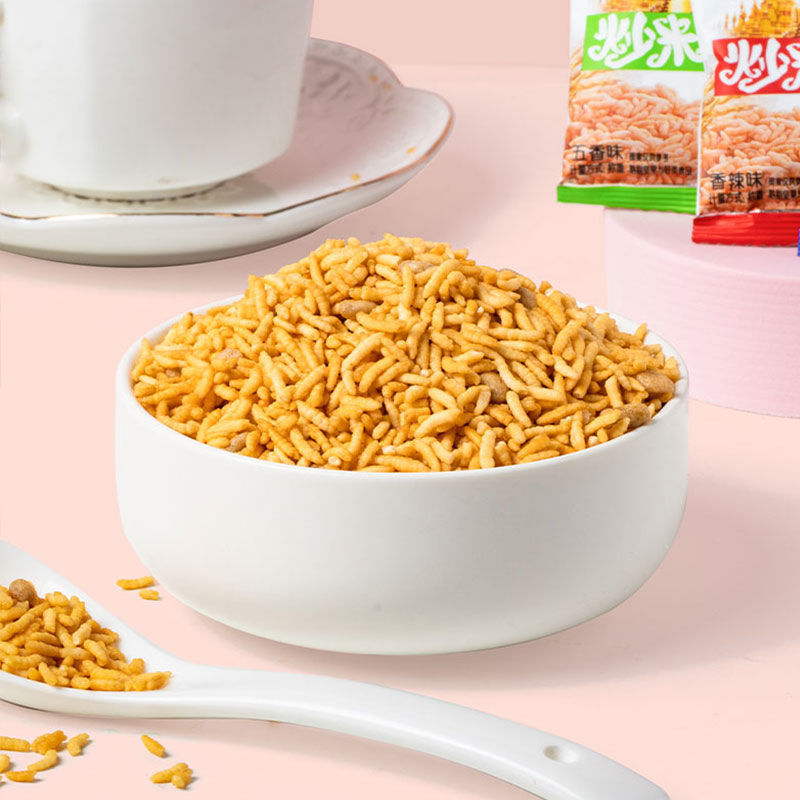 口水娃炒米20包泰国风味五香味牛肉味香辣味膨化食品炒货零食批