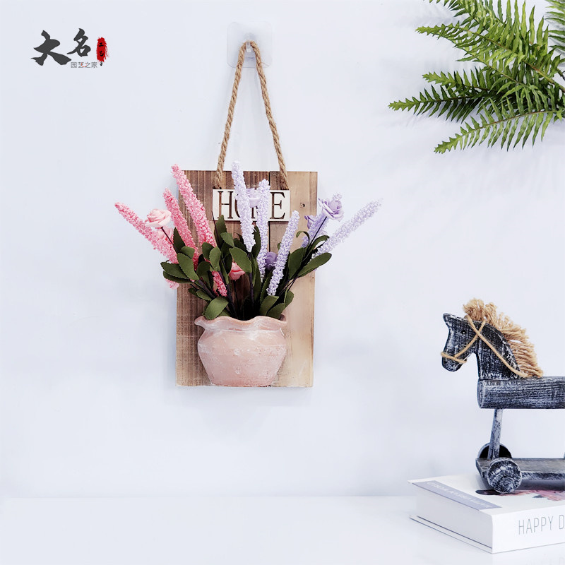 Style Trend Wooden Craftwork Home Indoor Wall Surface Hanging Flower Basket Creative Cabin Wall-Mounted Flower Pot