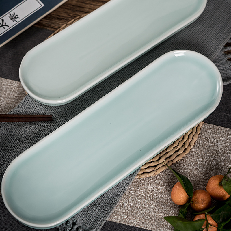 陶瓷长方形盘子长条盘点心盘西餐盘家用创意小吃日式刺身寿司长盘