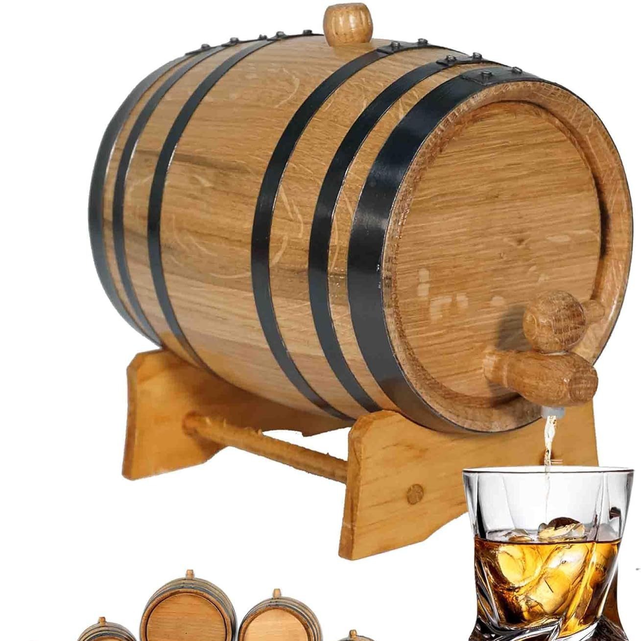 3 升橡木老化桶带支架木制威士忌桶葡萄酒醒酒器家庭酿酒机蒸馏器