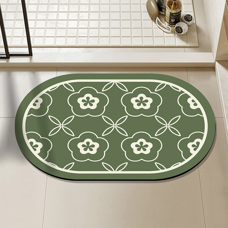 Pastoral Bathroom Door Non-Slip Foot Mats Toilet Water-Absorbing Quick-Drying Carpet Toilet Mat