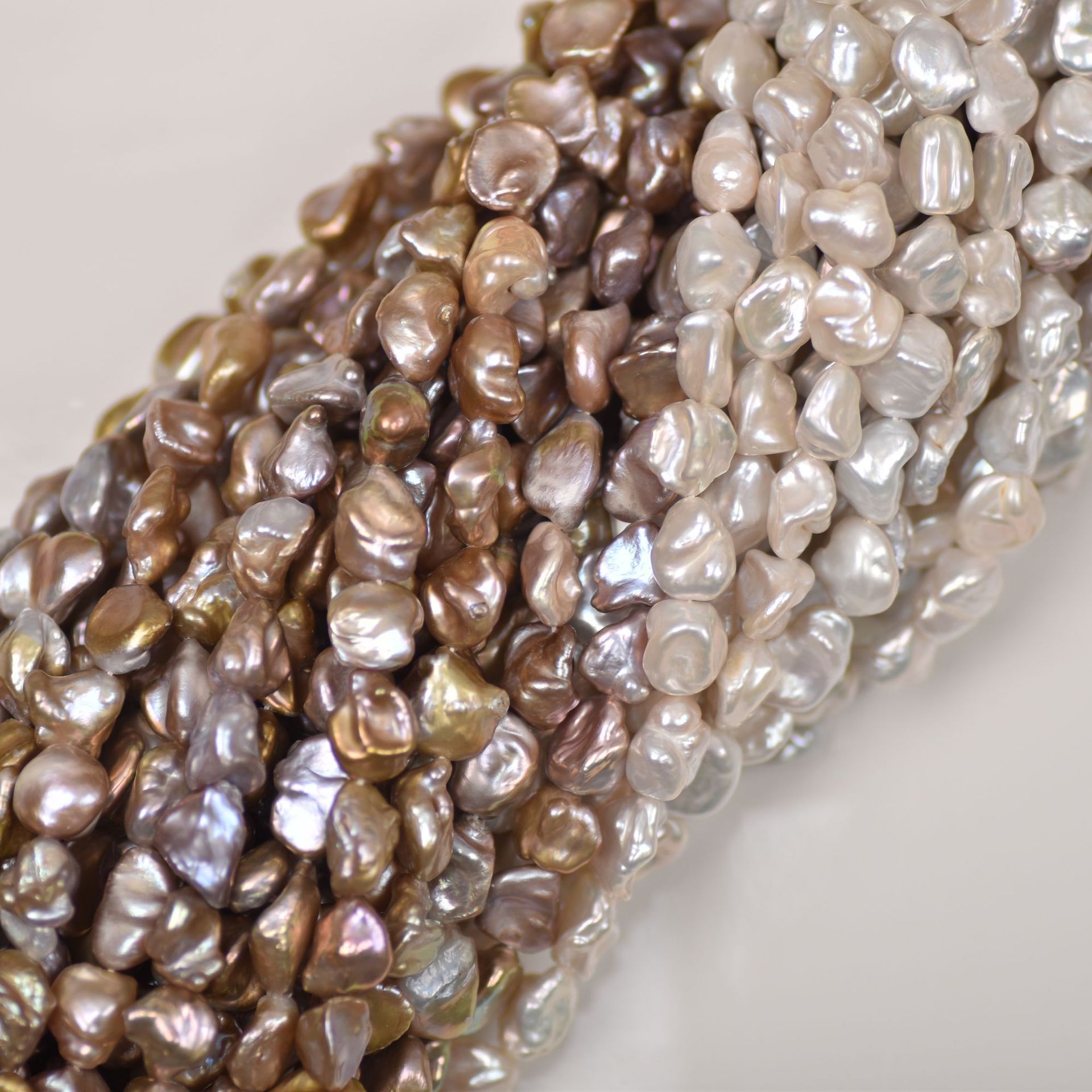 直孔碎银子巴洛克天然淡水珍珠9-10mm冷光半成品裸珠diy饰品配件