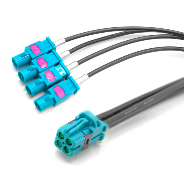 加工定制汽车迷你fakra高速信号传输线一母对四公车载收音机gps