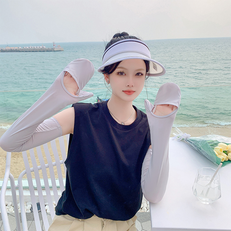 Bag Finger Ice Sleeve Female Sun Protection Oversleeve Female Summer Cycling Uv Protection Thin Lengthened Arm Guard Ice Silk Oversleeves Tide