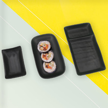日式黑色磨砂密胺餐具套装密胺面碗寿司凉菜碟盖浇饭商用盘子批发