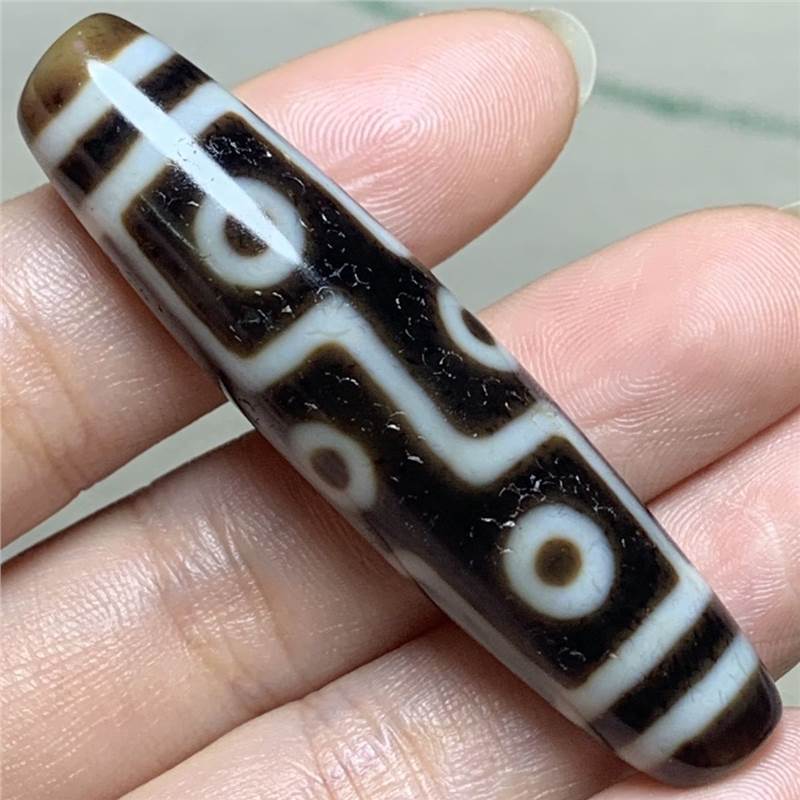 一物一图天然玛瑙真品高油精品老料包浆牙黄至纯九眼天珠吊坠饰品