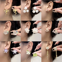 S925银针韩国简约超仙甜美花朵小清新个性气质高级设计感耳钉耳饰