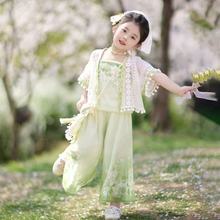 汉服女童夏款2005新款儿童古装新中式古风唐装国风三件套女孩裤裙