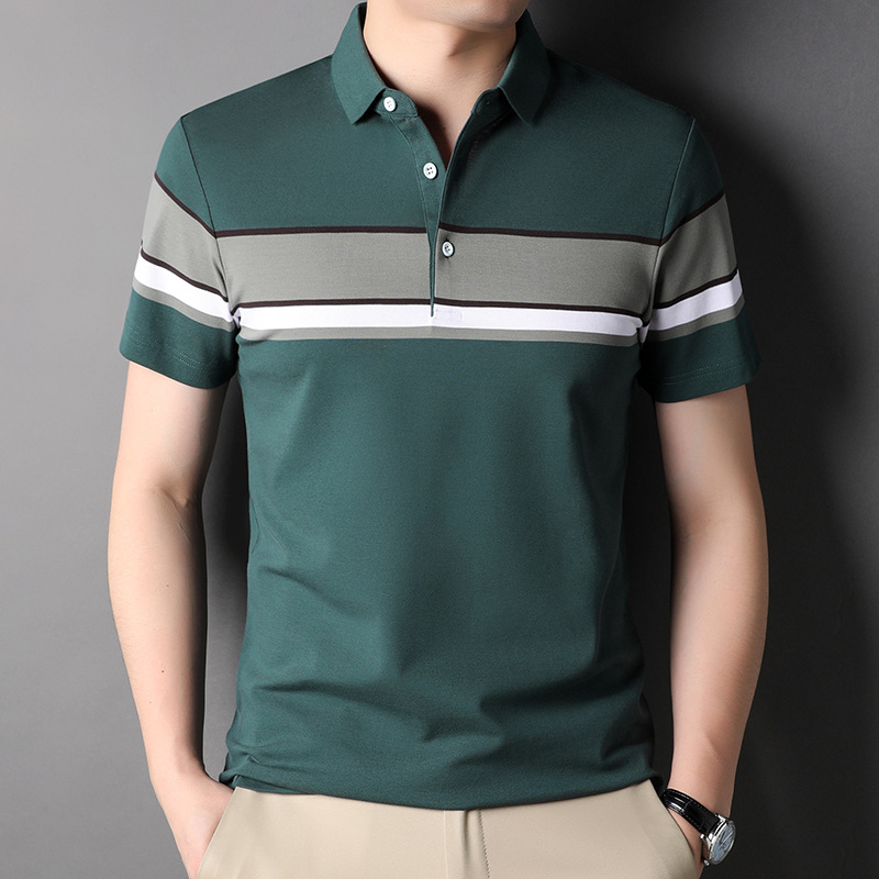 一件代发中年爸爸装体恤衫 夏装纯棉t恤短袖宽松休闲男士polo衫男