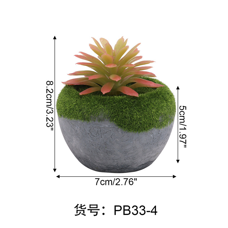 Cross-Border Supply Artificial Succulent Pant Vintage Pulp Bonsai Artificial Flower Fake Succulent Imitation Cement Plant Moss Pot